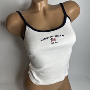 Brandy Melville Y2K Embroidered Tank Newport Beach Coastal Cowgirl Patriotic XS